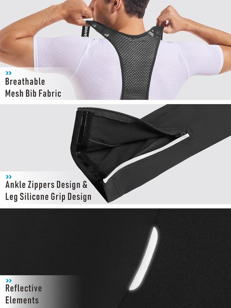 qualidyne Men's Winter Cycling Bib Pants 4D Padded Thermal Water Resistant Bike Tights Cold Weather Warm Pockets - Image 3